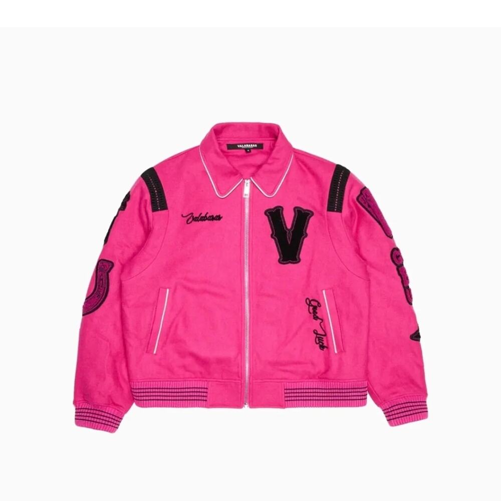 Valabasas Men's Wild Bunch Fuchsia Varsity Jacket